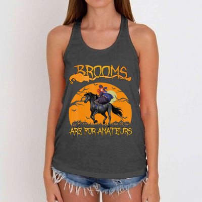 Brooms Are For Amateurs, Horse Riding Outfit Halloween Women's Knotted Racerback Tank