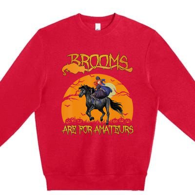 Brooms Are For Amateurs, Horse Riding Outfit Halloween Premium Crewneck Sweatshirt