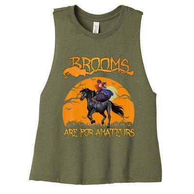 Brooms Are For Amateurs, Horse Riding Outfit Halloween Women's Racerback Cropped Tank