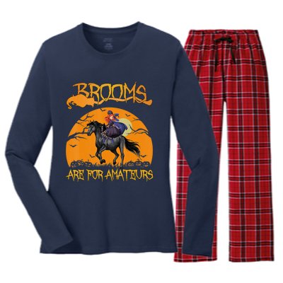 Brooms Are For Amateurs, Horse Riding Outfit Halloween Women's Long Sleeve Flannel Pajama Set 