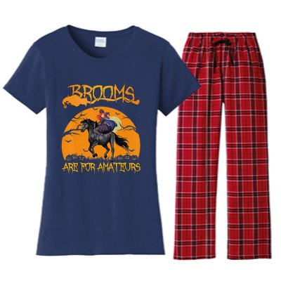 Brooms Are For Amateurs, Horse Riding Outfit Halloween Women's Flannel Pajama Set