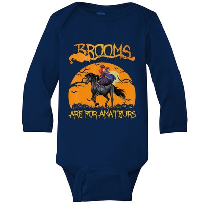 Brooms Are For Amateurs, Horse Riding Outfit Halloween Baby Long Sleeve Bodysuit