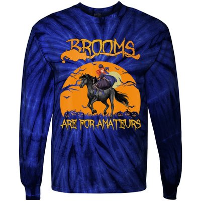 Brooms Are For Amateurs, Horse Riding Outfit Halloween Tie-Dye Long Sleeve Shirt