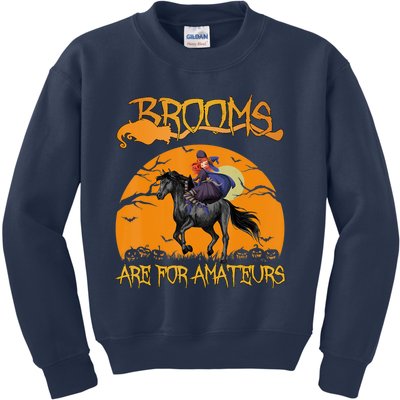 Brooms Are For Amateurs, Horse Riding Outfit Halloween Kids Sweatshirt