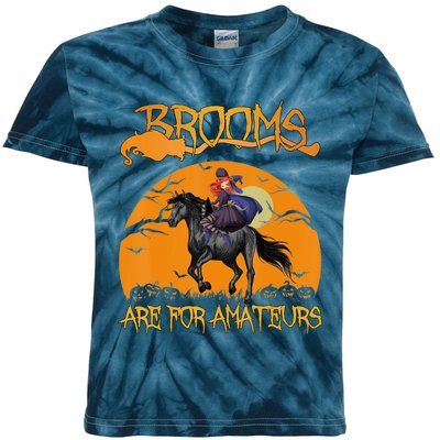 Brooms Are For Amateurs, Horse Riding Outfit Halloween Kids Tie-Dye T-Shirt