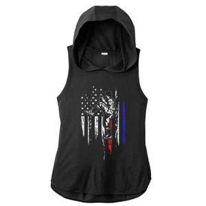 Baseball American Flag Pitcher USA Pitching 4th Of July Gift Ladies PosiCharge Tri-Blend Wicking Draft Hoodie Tank