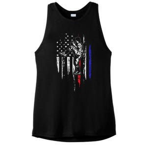 Baseball American Flag Pitcher USA Pitching 4th Of July Gift Ladies PosiCharge Tri-Blend Wicking Tank