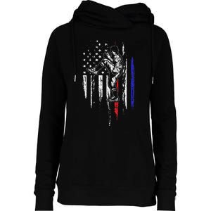 Baseball American Flag Pitcher USA Pitching 4th Of July Gift Womens Funnel Neck Pullover Hood