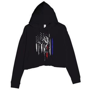 Baseball American Flag Pitcher USA Pitching 4th Of July Gift Crop Fleece Hoodie