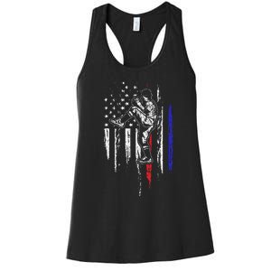 Baseball American Flag Pitcher USA Pitching 4th Of July Gift Women's Racerback Tank