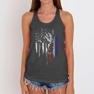 Baseball American Flag Pitcher USA Pitching 4th Of July Gift Women's Knotted Racerback Tank