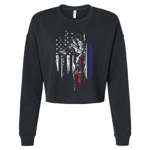 Baseball American Flag Pitcher USA Pitching 4th Of July Gift Cropped Pullover Crew