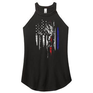 Baseball American Flag Pitcher USA Pitching 4th Of July Gift Women's Perfect Tri Rocker Tank