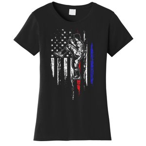 Baseball American Flag Pitcher USA Pitching 4th Of July Gift Women's T-Shirt