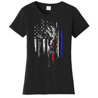 Baseball American Flag Pitcher USA Pitching 4th Of July Gift Women's T-Shirt