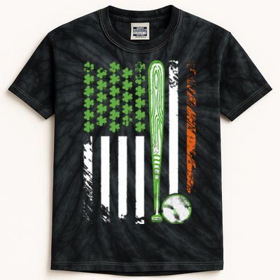 Baseball America Flag Patrick Day Kids Tie-Dye T-Shirt