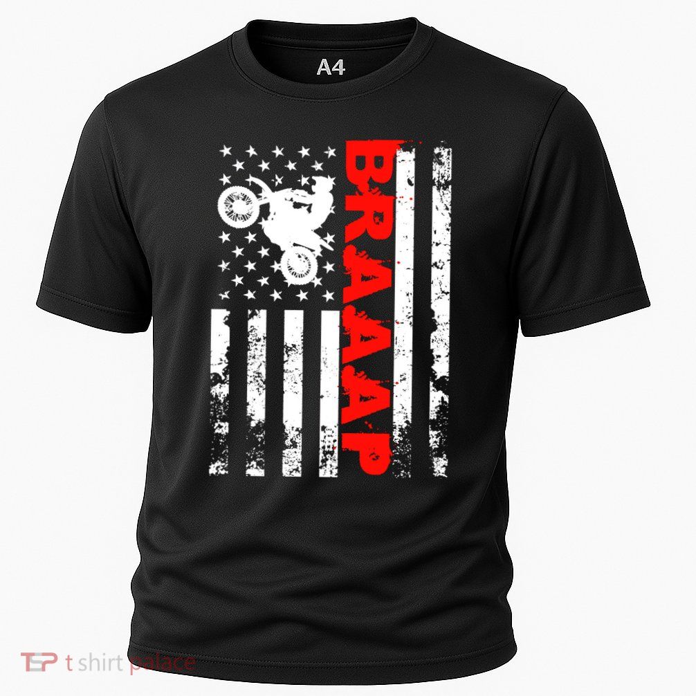 Braaap American Flag Vintage Dirt Bike Performance Shirt