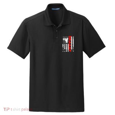 Braaap American Flag Vintage Dirt Bike Dry Zone Grid Polo