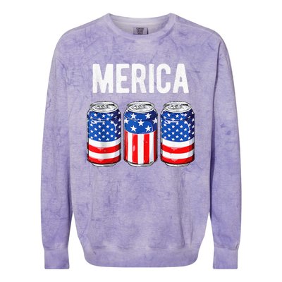 beer american flag 4th of july  merica usa drinking Colorblast Crewneck Sweatshirt