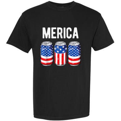 beer american flag 4th of july  merica usa drinking Garment-Dyed Heavyweight T-Shirt