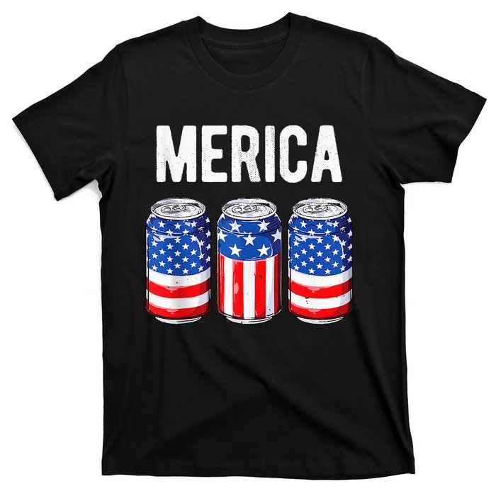 beer american flag 4th of july  merica usa drinking T-Shirt