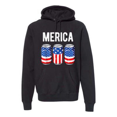 beer american flag 4th of july  merica usa drinking Premium Hoodie