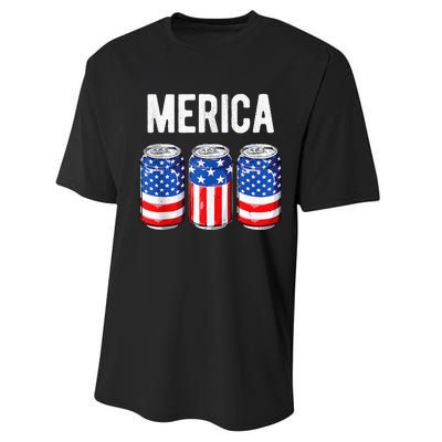 beer american flag 4th of july  merica usa drinking Performance Sprint T-Shirt