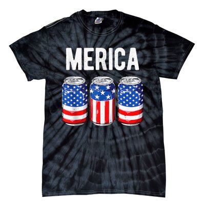 beer american flag 4th of july  merica usa drinking Tie-Dye T-Shirt