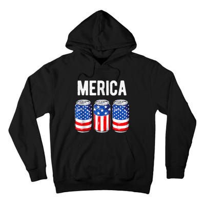 beer american flag 4th of july  merica usa drinking Tall Hoodie