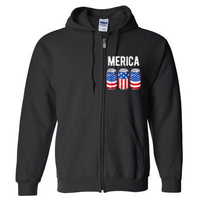 beer american flag 4th of july  merica usa drinking Full Zip Hoodie