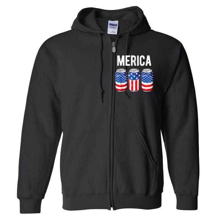 beer american flag 4th of july  merica usa drinking Full Zip Hoodie