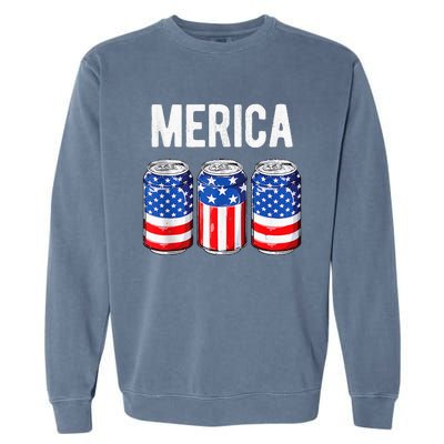 beer american flag 4th of july  merica usa drinking Garment-Dyed Sweatshirt