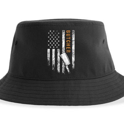 Butcher American Flag Design Sustainable Bucket Hat