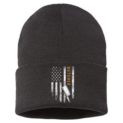 Butcher American Flag Design Sustainable Knit Beanie