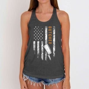 Butcher American Flag Design Women's Knotted Racerback Tank