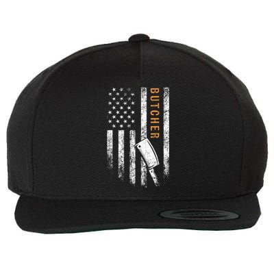 Butcher American Flag Design Wool Snapback Cap