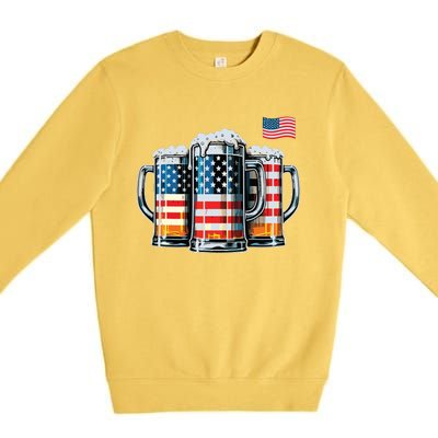 Beer American Flag Premium Crewneck Sweatshirt