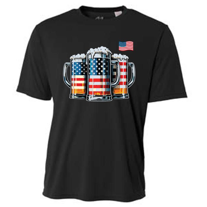 Beer American Flag Cooling Performance Crew T-Shirt