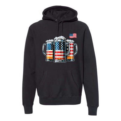 Beer American Flag Premium Hoodie