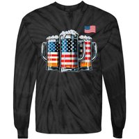 Beer American Flag Tie-Dye Long Sleeve Shirt