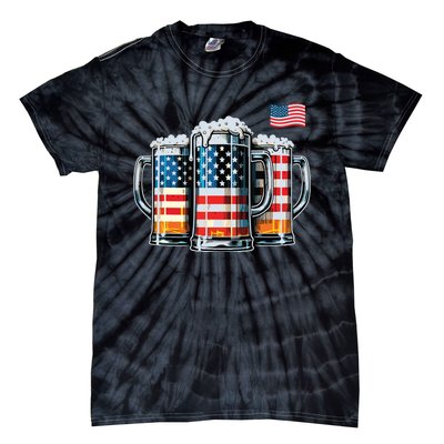 Beer American Flag Tie-Dye T-Shirt