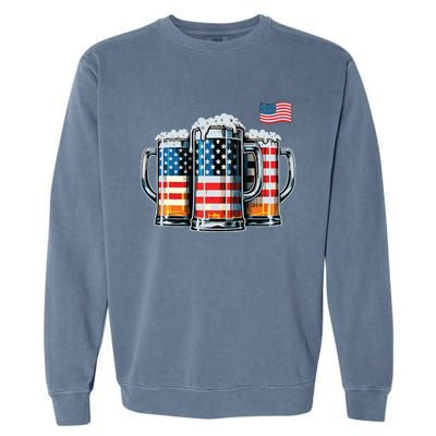 Beer American Flag Garment-Dyed Sweatshirt