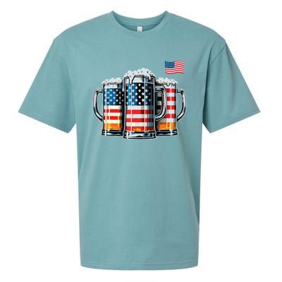 Beer American Flag Sueded Cloud Jersey T-Shirt