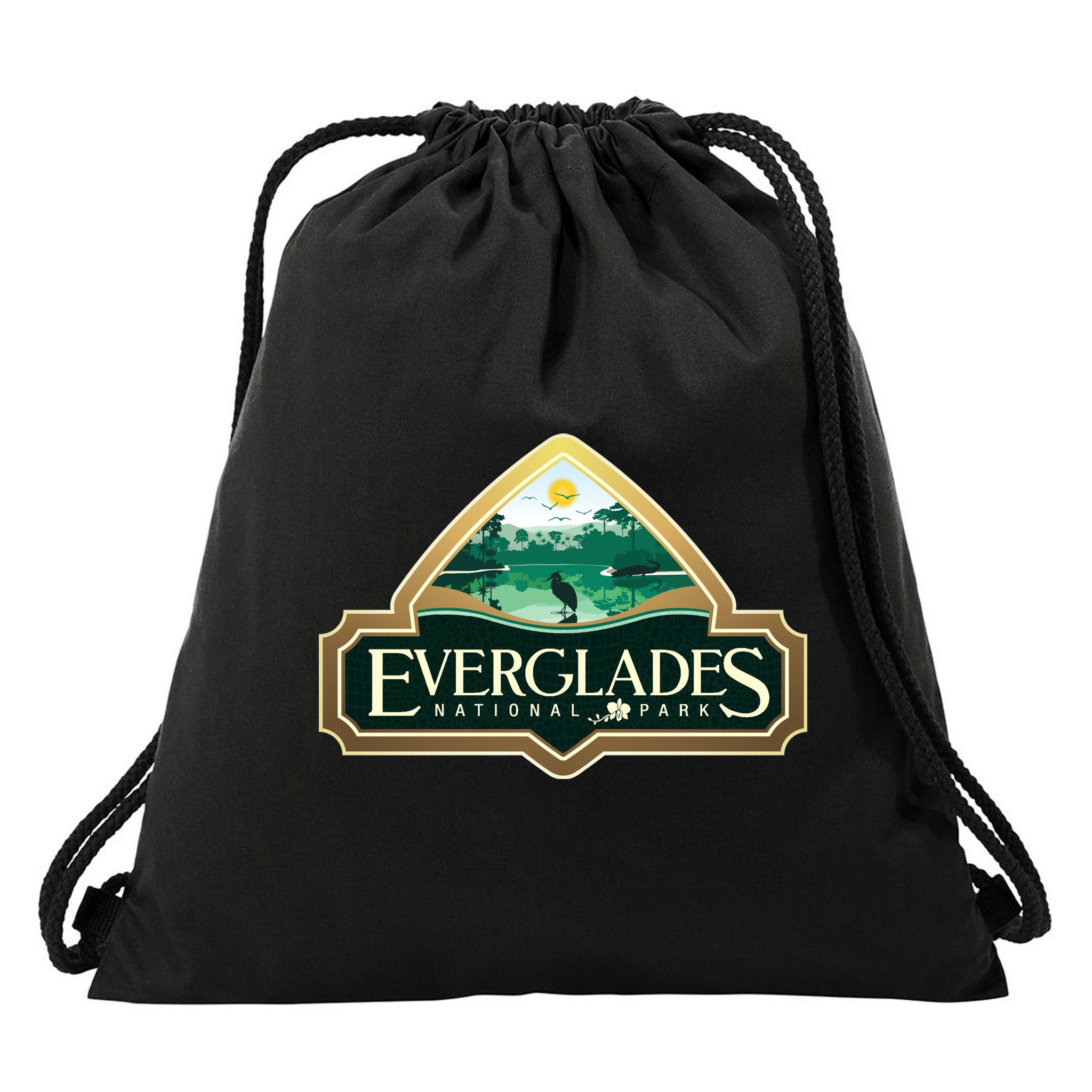 Bird And Florida Alligator Of Everglades National Park Drawstring Bag