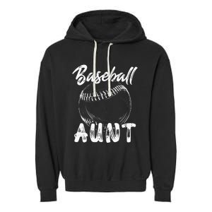 Baseball Aunt For Women Family Matching Players Team Auntie Garment-Dyed Fleece Hoodie