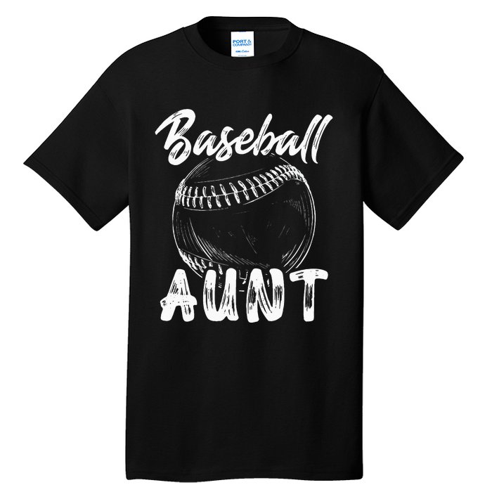 Baseball Aunt For Women Family Matching Players Team Auntie Tall T-Shirt