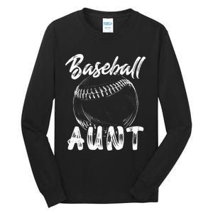 Baseball Aunt For Women Family Matching Players Team Auntie Tall Long Sleeve T-Shirt