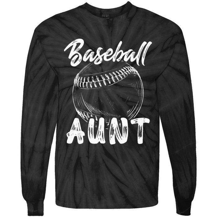 Baseball Aunt For Women Family Matching Players Team Auntie Tie-Dye Long Sleeve Shirt