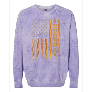 Beekeeping American Flag Honeycomb Honey Bees Beekeeper Colorblast Crewneck Sweatshirt