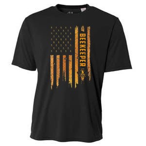 Beekeeping American Flag Honeycomb Honey Bees Beekeeper Cooling Performance Crew T-Shirt